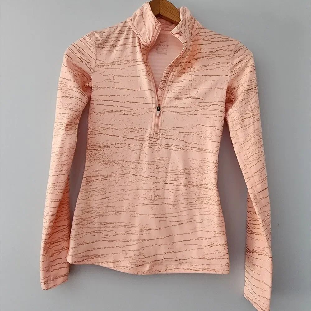 Nike Pro Sweatshirt Womens Size XS Activewear Dri-Fit Mock Neck Coral